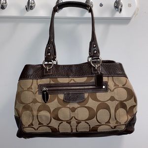 COACH SIGNATURE PENELOPE BAG #14422 BROWN SIZE APPROX 15x9x6
